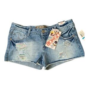 Vtg Y2K Bongo Distressed Shorts denim juniors sz 9 NWT raw frayed hem